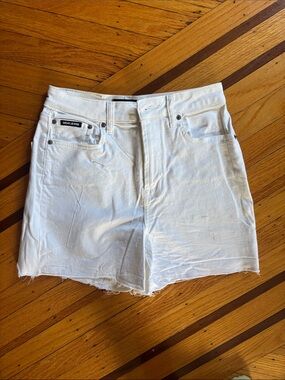 DKNY White High-Rise Denim Shorts